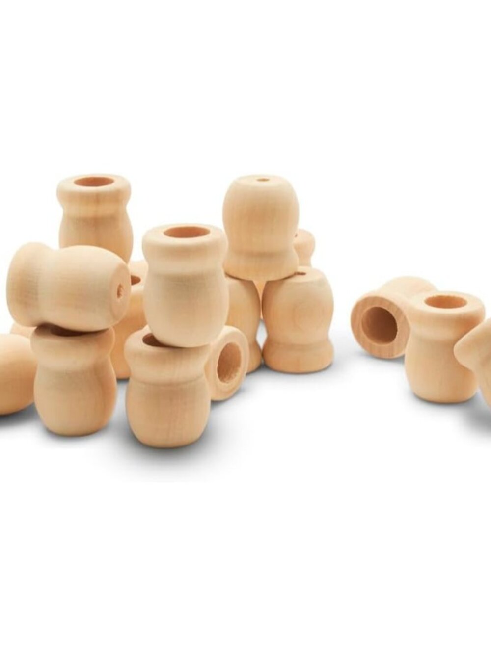 Bean Pot Candle Cups, 1 Inch, 7/16 Inch Hole, Pack of 25 Unfinished Wood Candle